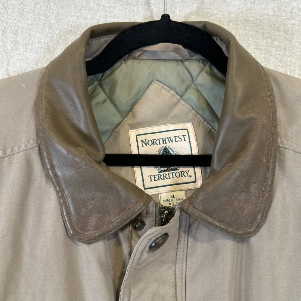Vintage Northwest Territory Men's Field Jacket Khaki Zip and Snap Down Size XL